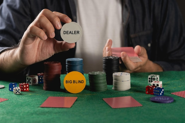 Bí Quyết Chọn Game Poker Phù Hợp Nhất! 7 pix closeup poker game with colorful chips dice cards showing players hand strategic play casino setting 39704 19903.jpg.jpg
