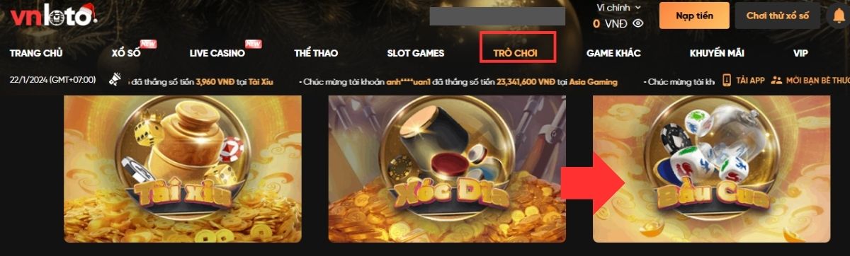 Chọn sảnh chơi bầu cua online