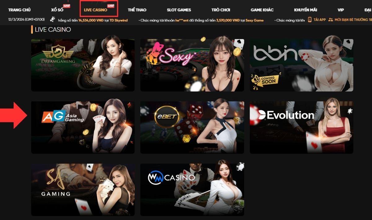 Sảnh chơi Rồng Hổ Vnloto